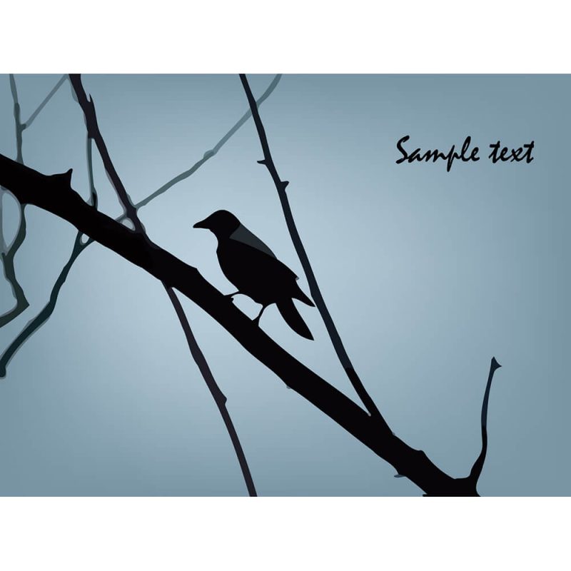 SG2302 bird silhouette branch tree