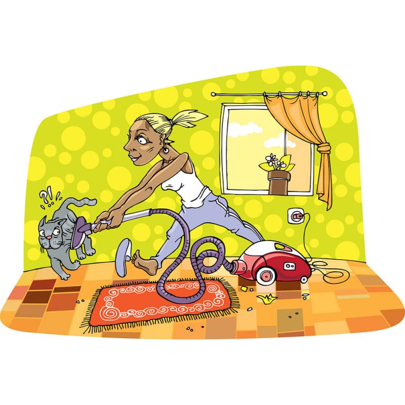 SG2465 cartoon housewife cleaning cat