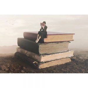 SG2516 surreal woman reading sitting book