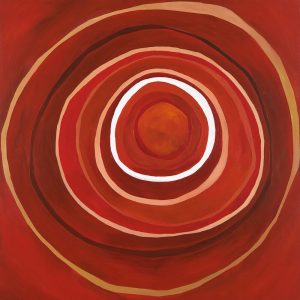 SG387 contemporary abstract circles red orange yellow white maroon