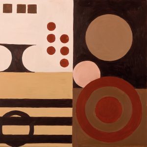 SG392A contemporary abstract shapes red brown squares circles