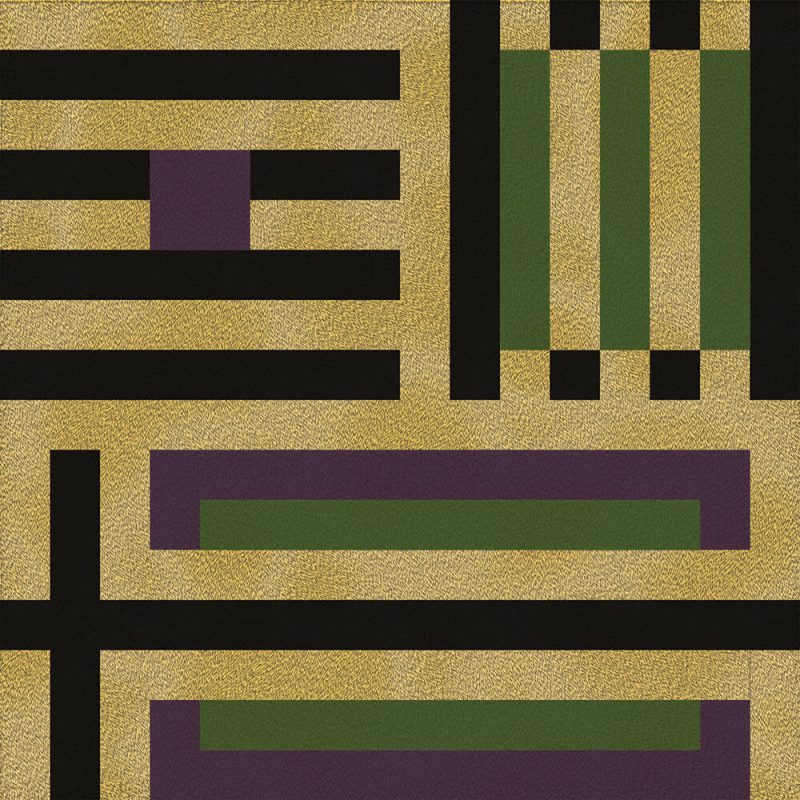SG449 contemporary abstract pixel gold green black purple rectangles squares
