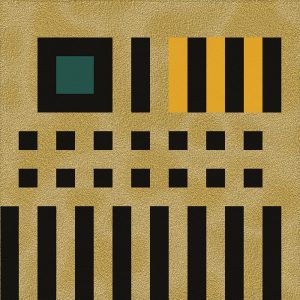 SG450 contemporary abstract pixel gold teal green yellow black rectangles squares