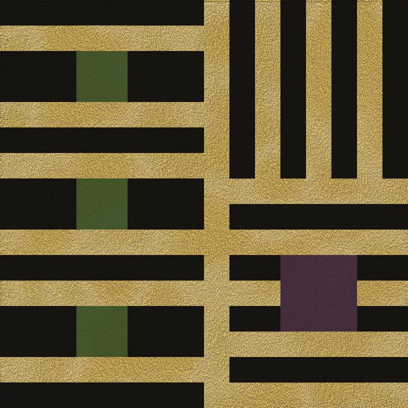 SG454 contemporary abstract pixel gold purple yellow green black rectangles squares