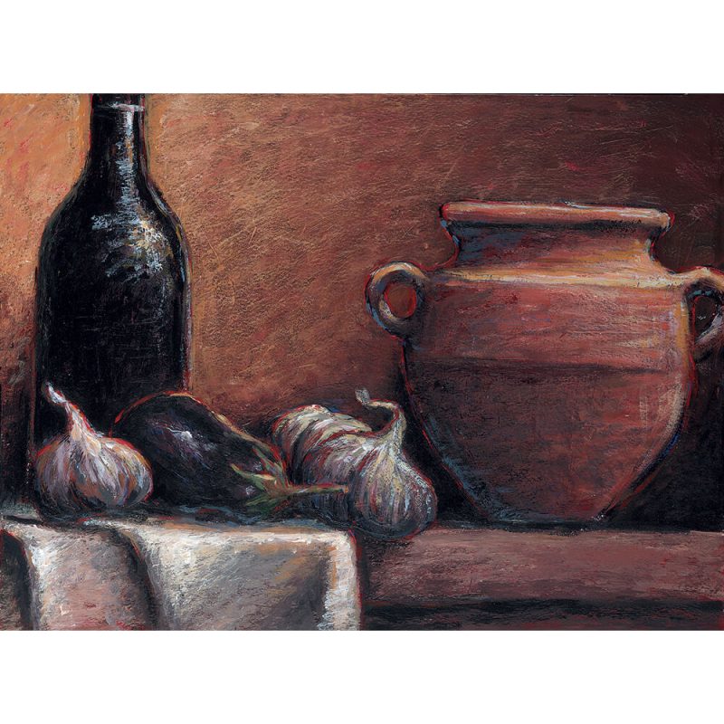 SG502 paint painting still life pot bottle garlic kitchen