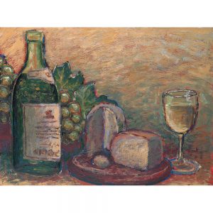 SG517 paint painting still life wine cheese grape grapes wine glass kitchen