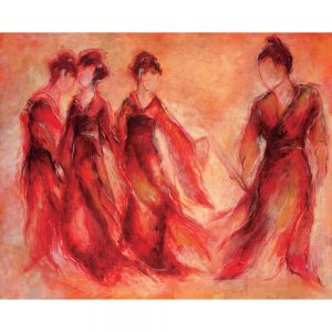 SG719 abstract female women figures red dresses