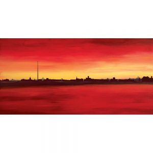 SG740 dublin irish ireland cityscape skyline red yellow maroon