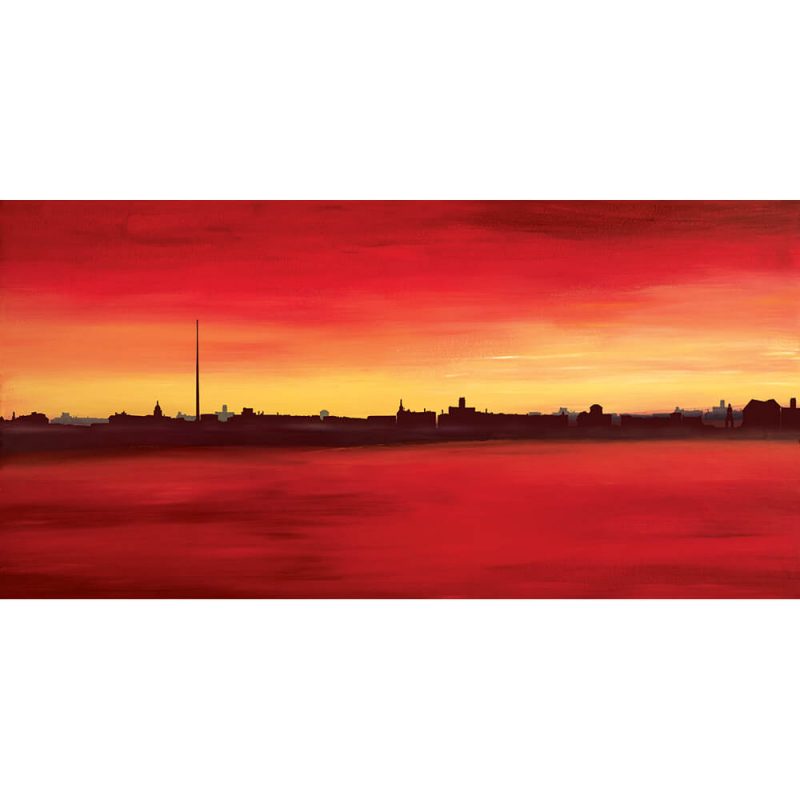 SG740 dublin irish ireland cityscape skyline red yellow maroon