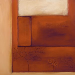 SG921 contemporary abstract square squares tan beige red maroon tree