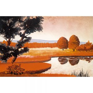 SG925 landscape landscapes autumn tree trees river pond lake painting paint