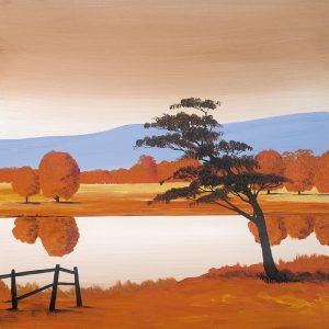 SG927 landscape landscapes autumn tree trees river pond lake painting paint