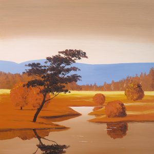 SG929 landscape landscapes autumn tree trees river pond lake painting paint