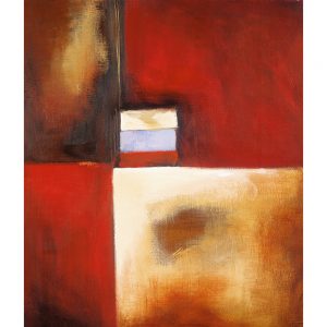 SG933 contemporary abstract square squares tan beige red maroon tree shape painting shapes