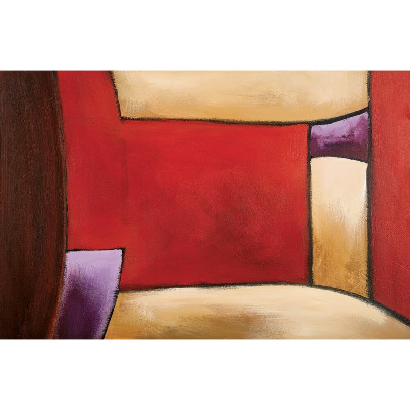 SG943 contemporary abstract square squares tan beige red maroon tree shape painting shapes