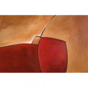 SG944 contemporary abstract square squares tan beige red maroon tree shape painting shapes