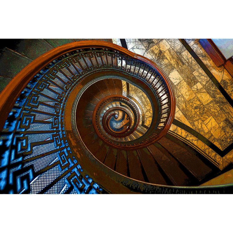 TM1259 architecture spiral staircase orange