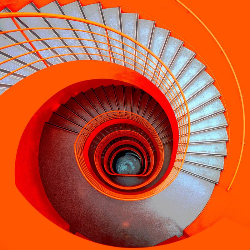 TM1267 architecture spiral staircase orange
