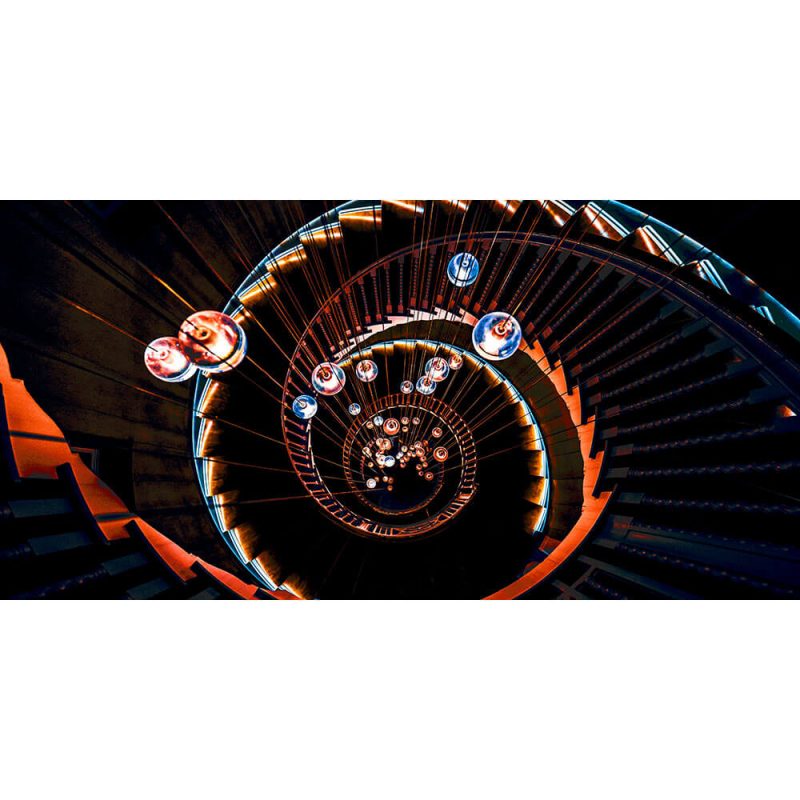 TM1271 architecture spiral staircase lights orange