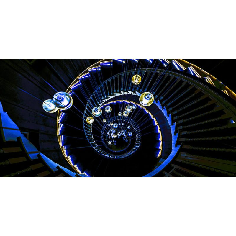 TM1272 architecture spiral staircase lights blue