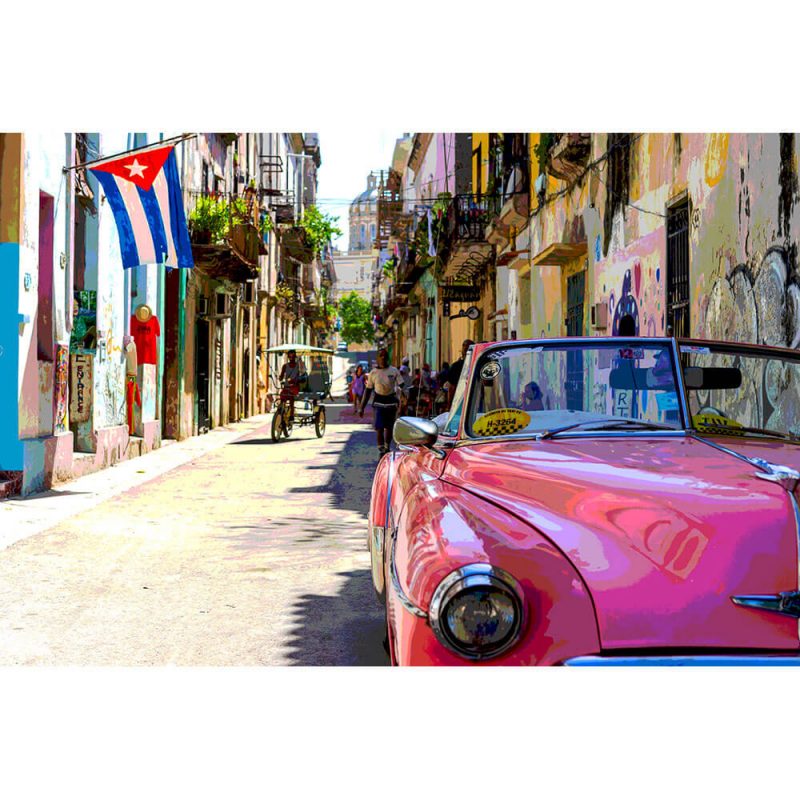 TM1369 automotive cuban cars street pink