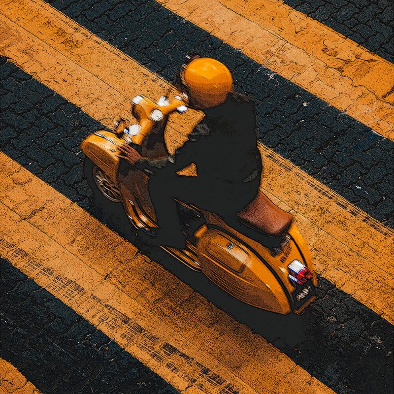 TM1475 automotive scooters yellow stripes