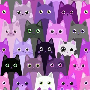 TM1774 pussy cats purple