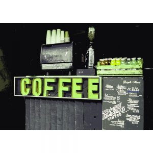 TM1889 coffee sign in shop green