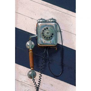 TM2243 retro phone wood paneling blue