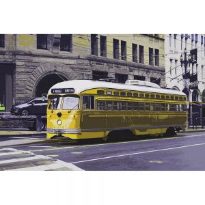 TM2336 classic tram on street yellow