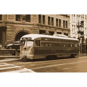 TM2338 classic tram on street sepia