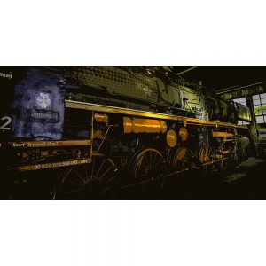 TM2341 loco in train shed orange