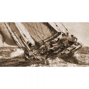 TM2354 classic sailing yacht crew sea sepia