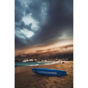TM2355 surfboard beach sea stormy sky