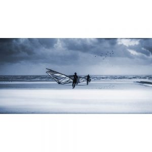 TM2378 windsurfers sea waves stormy sky blue
