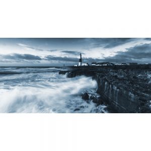 TM2387 lighthouse coastal waves breaking rough sea blue