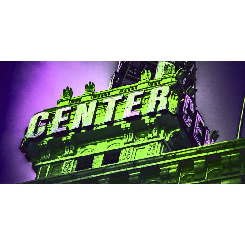TM2418 center centre neon sign green