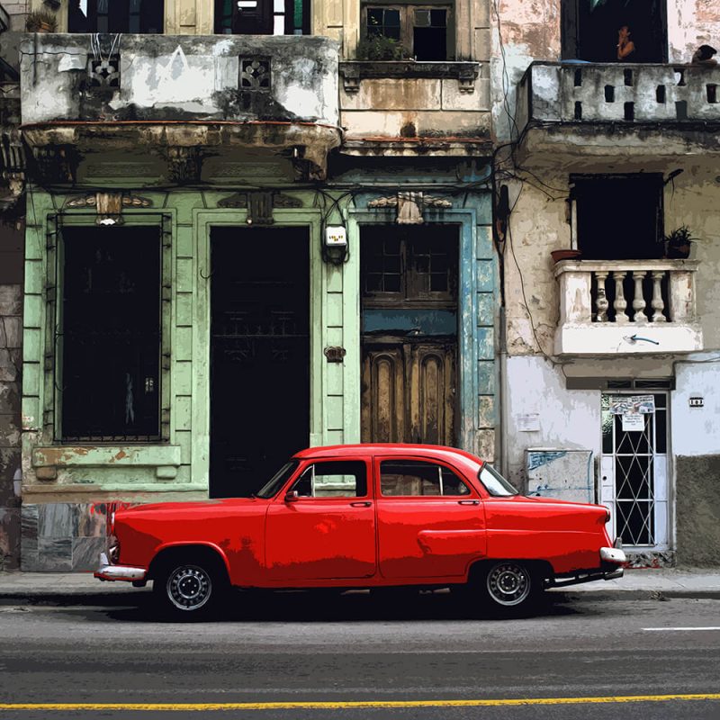 TM2871 cuban classic american car red
