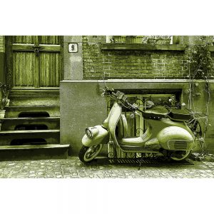 TM2943 classic scooter cobbled street bright green