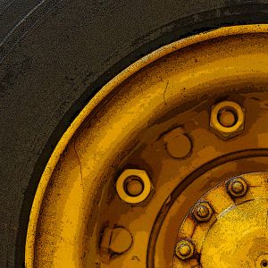 TM3000 yellow lorry wheel detail