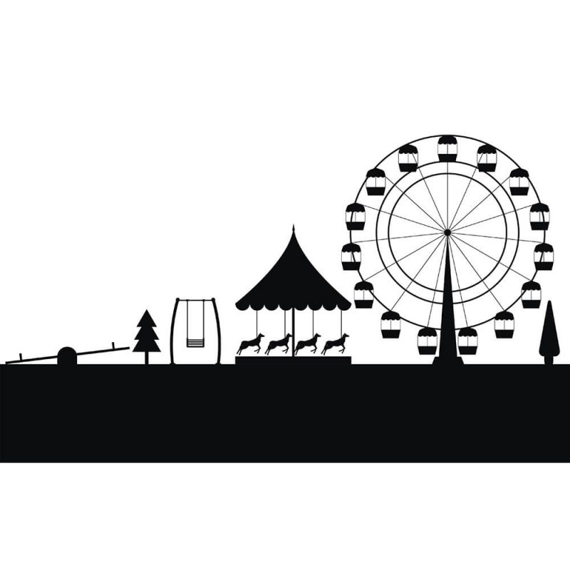 SG2647 amusement park ferris wheel silhouette