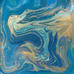 SG2654 abstract blue green gold liquid marbling