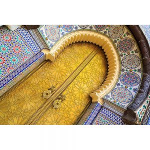 SG2689 mosaic entrance door brass handles fez morocco