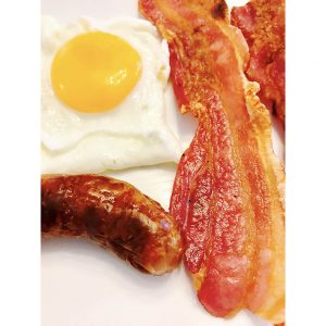 SG2812 breakfast fried egg sausage crispy bacon