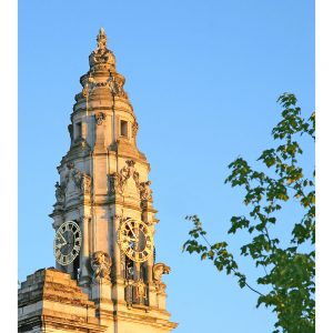 SG2925 cardiff city hall clock tower wales