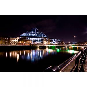 SG2988 dublin docklands night lights reflecting river liffey