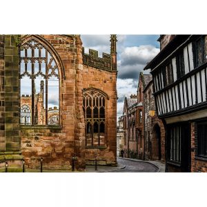 SG3152 classic architecture street cathedral ruin coventry england