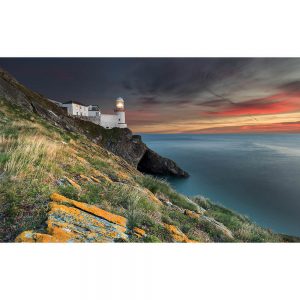 SG3213 lighthouse wicklow ireland sunset coastline