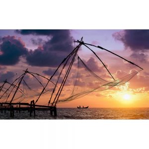 SG3504 sunset fishing nets boat kerala india