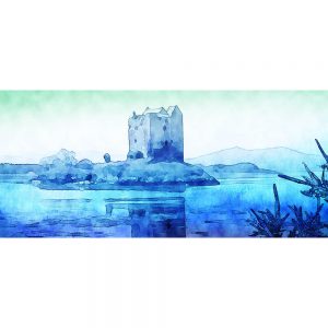 SG3607 inverness scotland castle abstract blue watercolour